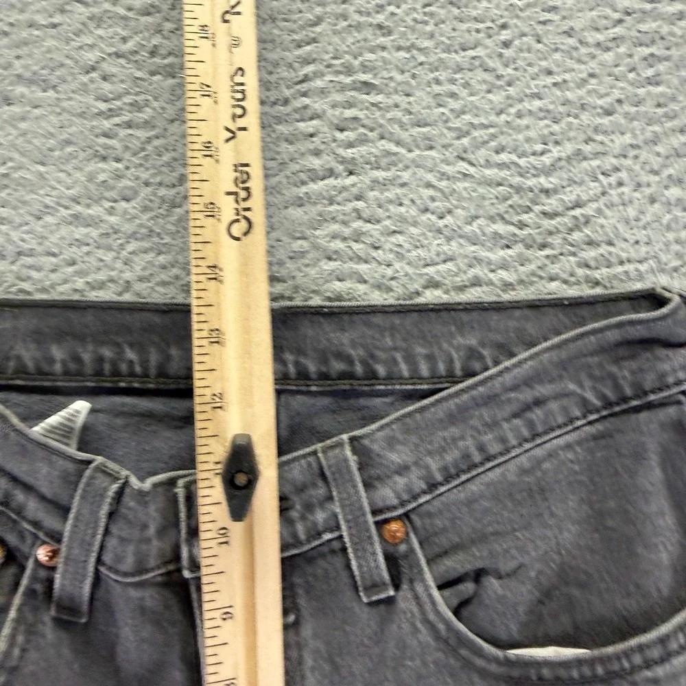 Levi's 501 Jeans Women 30x26 Black Cotton Denim Straight Crop Button-Fly Stretch